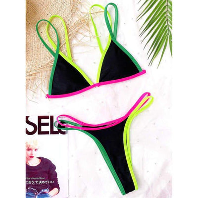 Biquini multicolor con tirantes dobles-Diabolique.es