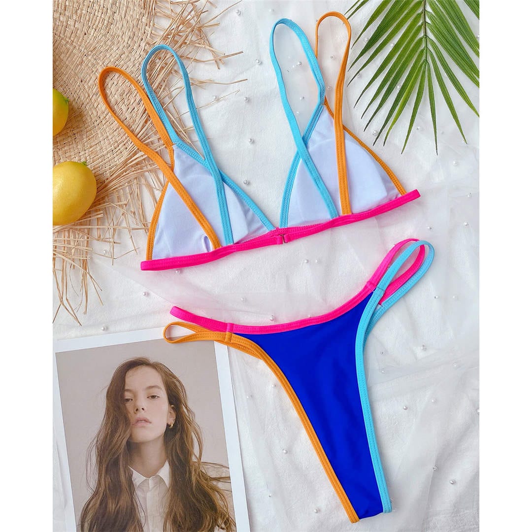 Biquini multicolor con tirantes dobles-Diabolique.es