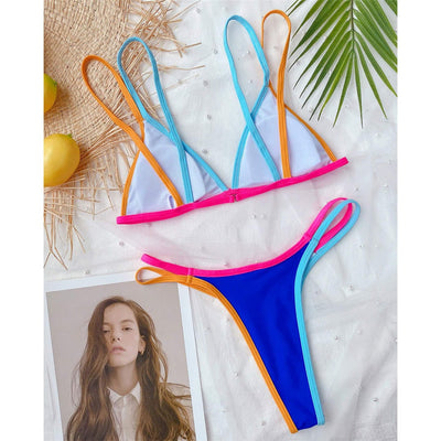 Biquini multicolor con tirantes dobles-Diabolique.es