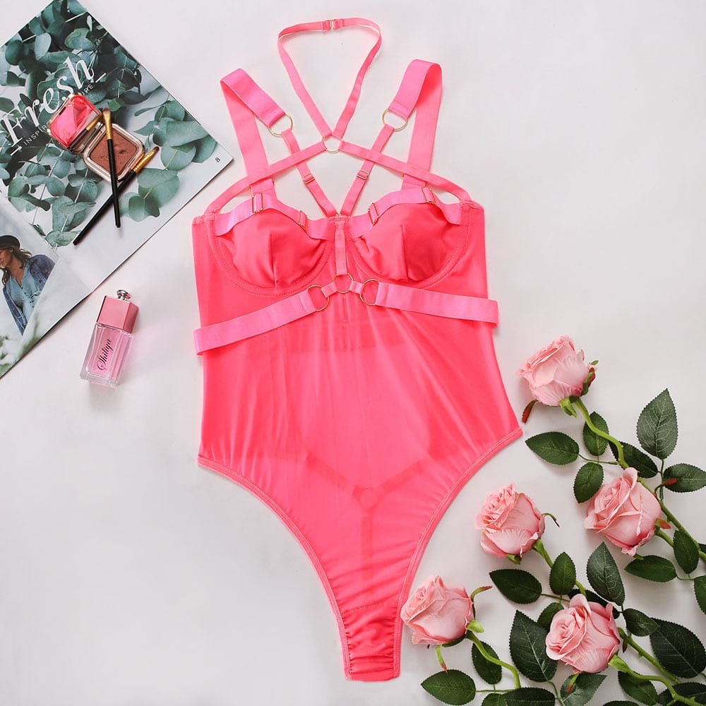 Body transparente con elásticos sensuales-Diabolique.es