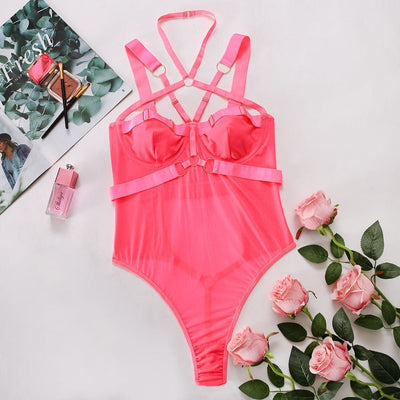 Body transparente con elásticos sensuales-Diabolique.es