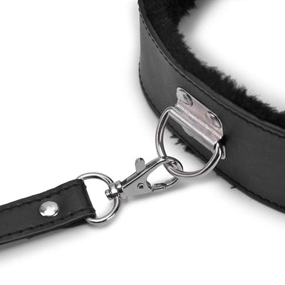 Collar con pelo sintético y correa-Diabolique.es