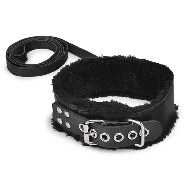Collar con pelo sintético y correa-Diabolique.es