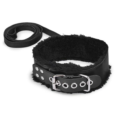 Collar con pelo sintético y correa-Diabolique.es