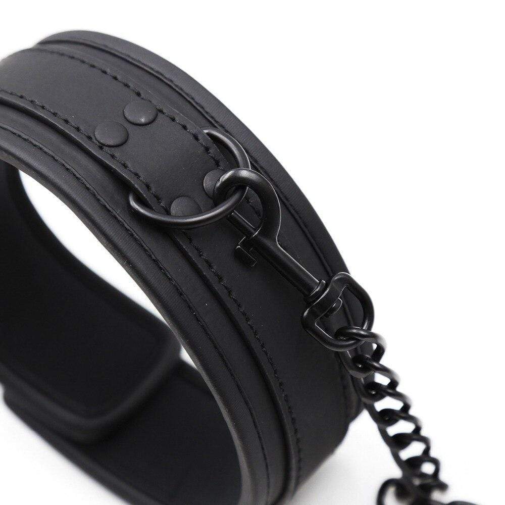 Collar de cuero con correa-Diabolique.es