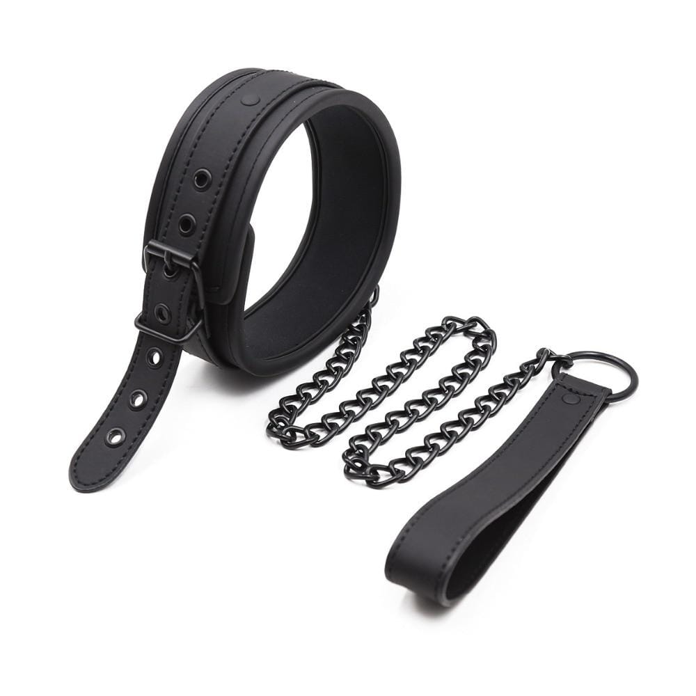 Collar de cuero con correa-Diabolique.es