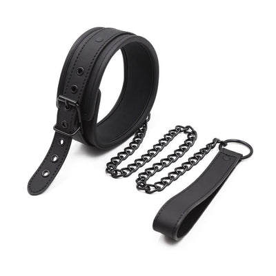 Collar de cuero con correa-Diabolique.es