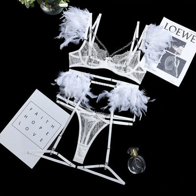 Conjunto de lencería con plumas Lilly-Diabolique.es