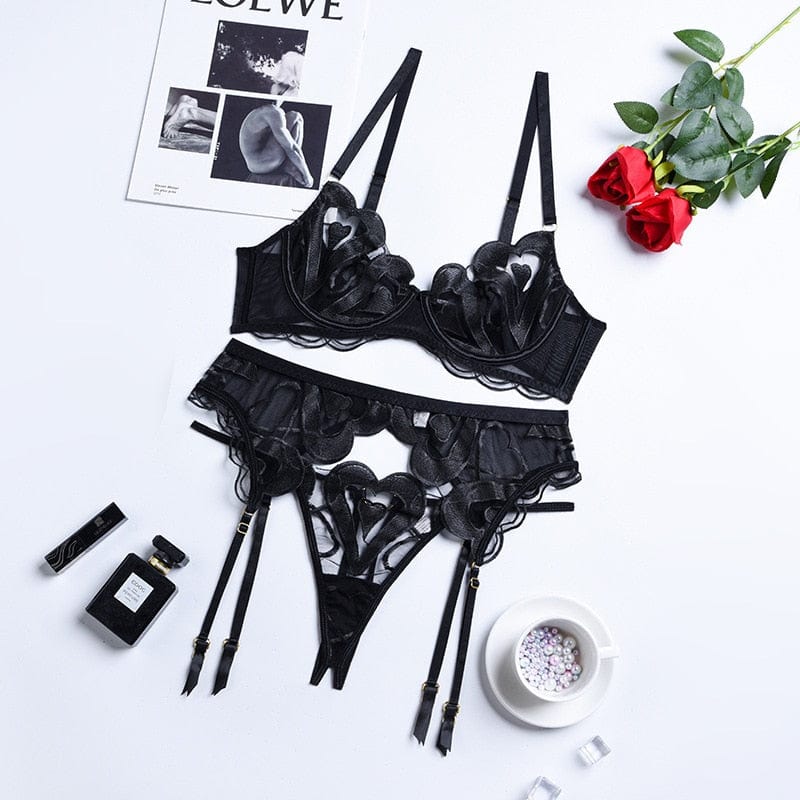 Conjunto de lencería negro Amber-Diabolique.es