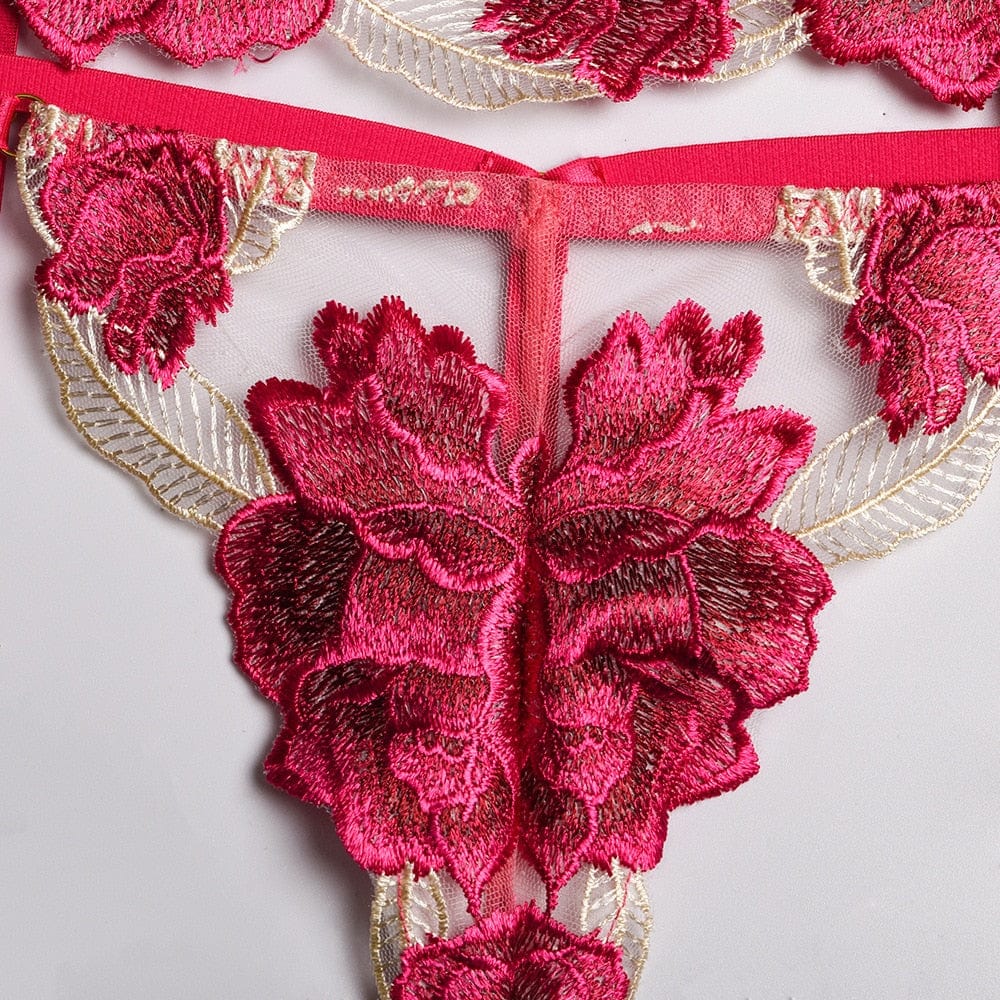 Conjunto de lencería rosa de encaje Nicole-Diabolique.es