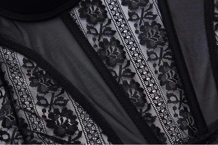 Corsé de encaje con tanga-Diabolique.es