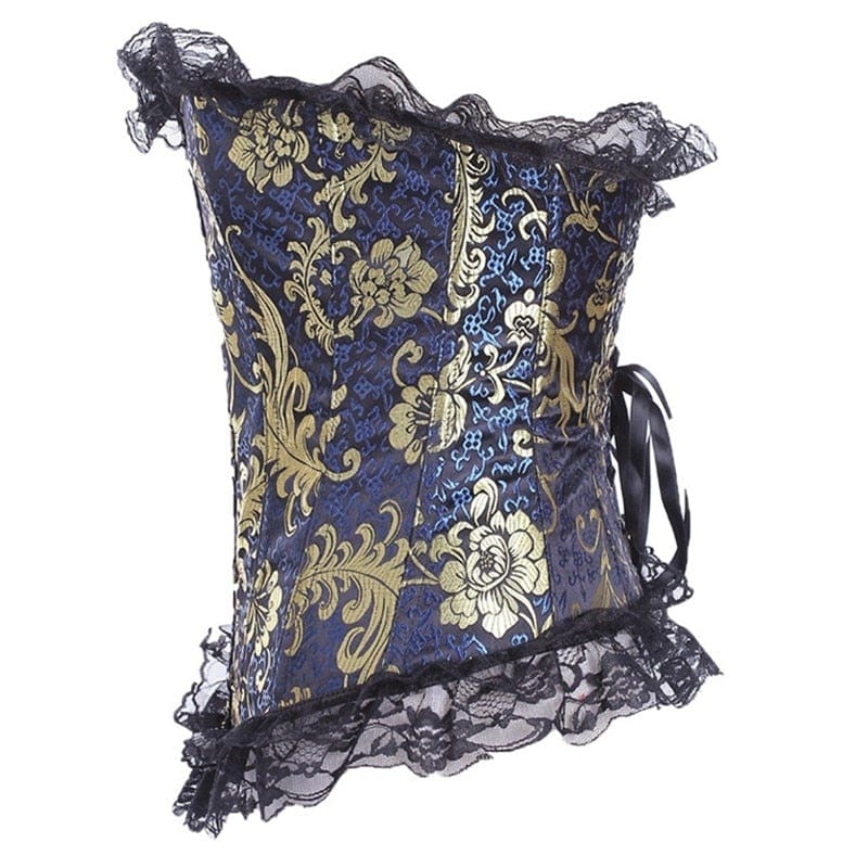 Corsé gótico con motivo floral dorado-Diabolique.es