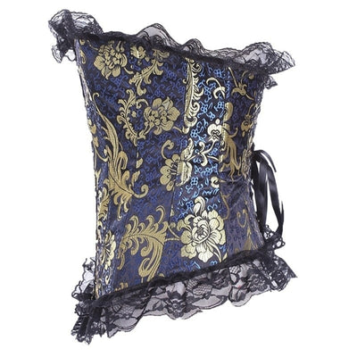 Corsé gótico con motivo floral dorado-Diabolique.es