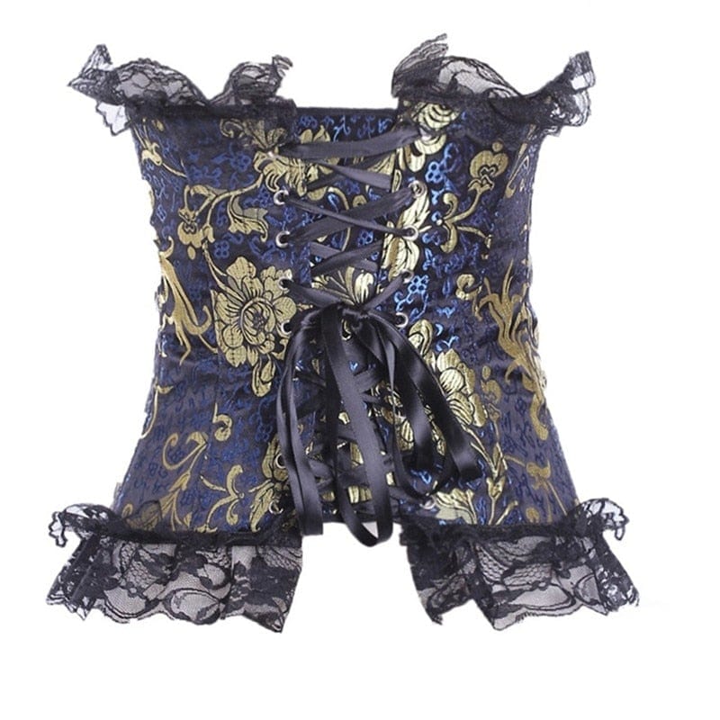 Corsé gótico con motivo floral dorado-Diabolique.es