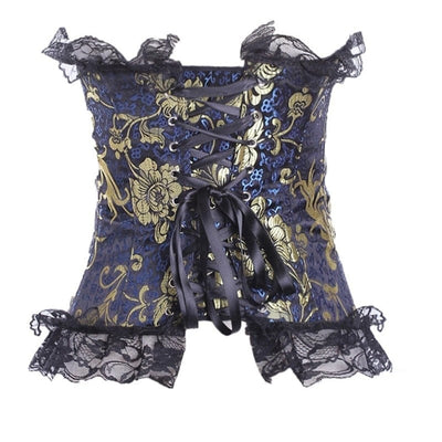 Corsé gótico con motivo floral dorado-Diabolique.es