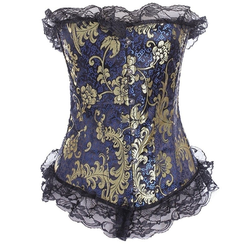 Corsé gótico con motivo floral dorado-Diabolique.es