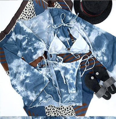 Ropa de baño de cuatro piezas con efecto tie dye-Diabolique.es